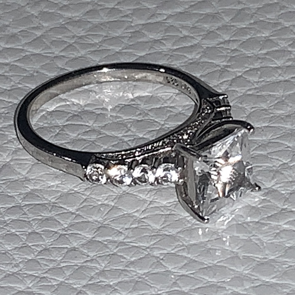 Sterling silver and white sapphire ring